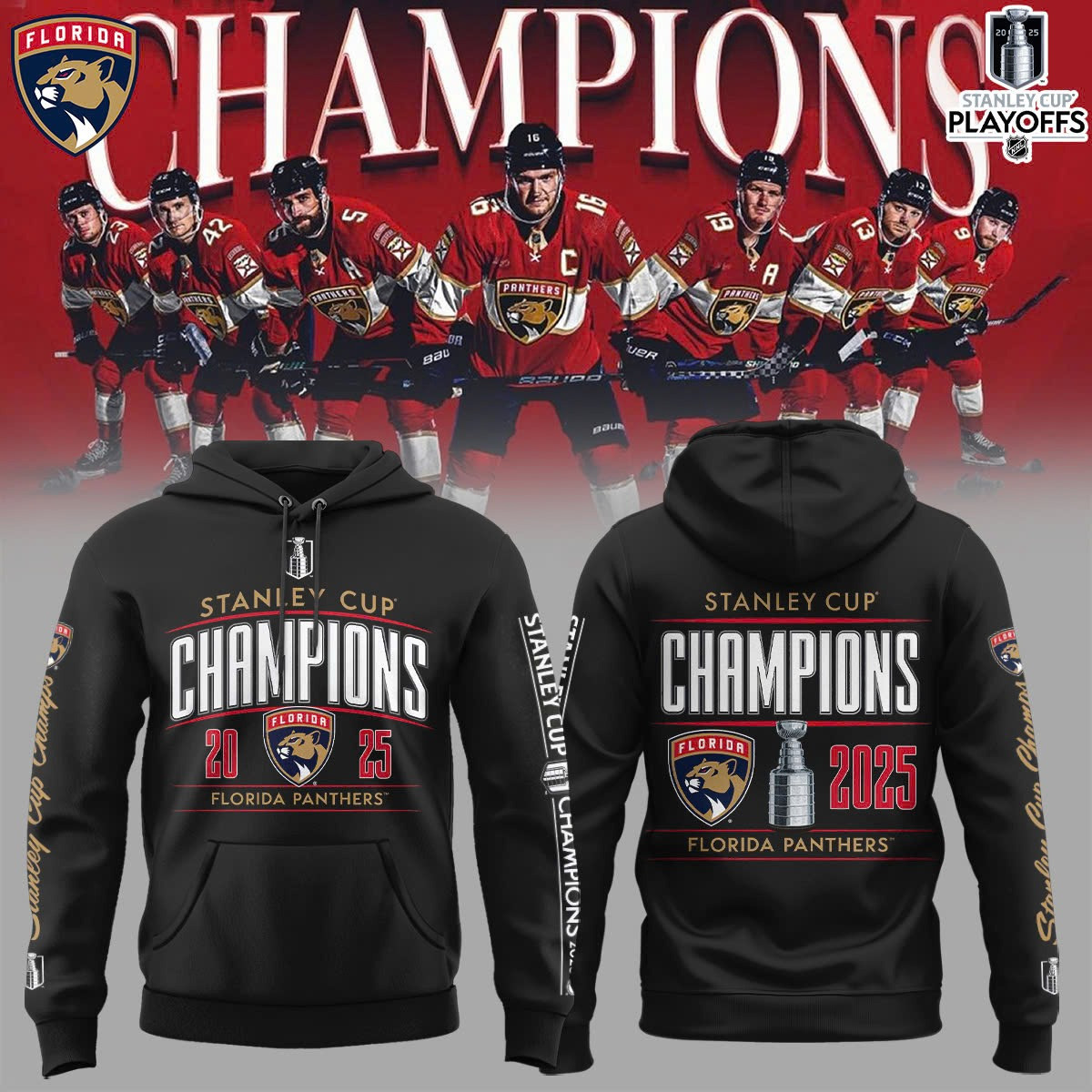 Florida Panthers Stanley Cup Champions 2025 Hoodie Hockey NFL Merch Fan Gifts For Him