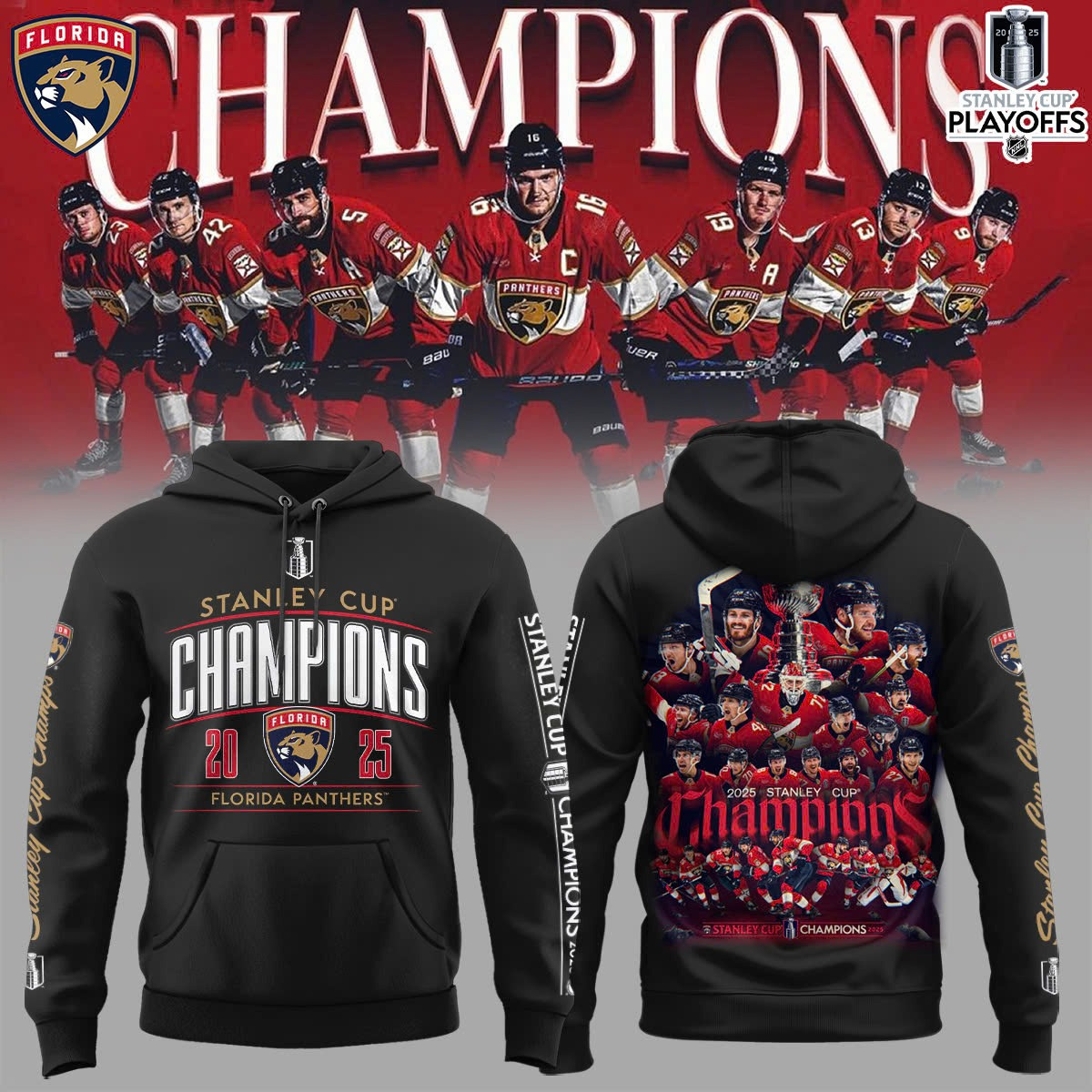 Florida Panthers Stanley Cup Champions 2025 Hoodie NFL Merch Hockey Lover Gift Ideas