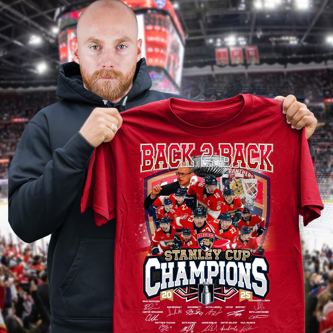 Florida Panthers Stanley Cup Champions 2025 T-Shirt Back 2 Back Hockey NFL Merch Cool Gifts