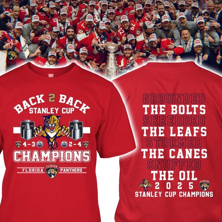 Florida Panthers Stanley Cup Champions 2025 T-Shirt Hockey Fan Merch Grounded The Bolts