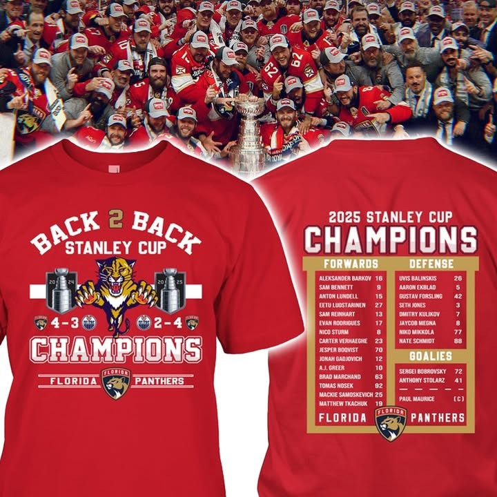 Florida Panthers Stanley Cup Champions 2025 T-Shirt Legends Hockey Fan Merch Back 2 Back