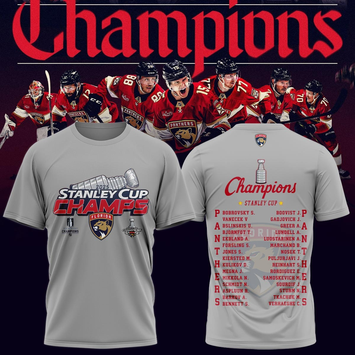Florida Panthers Stanley Cup Champions 2025 T-Shirt NFL Merch Unique Hockey Fan Clothing
