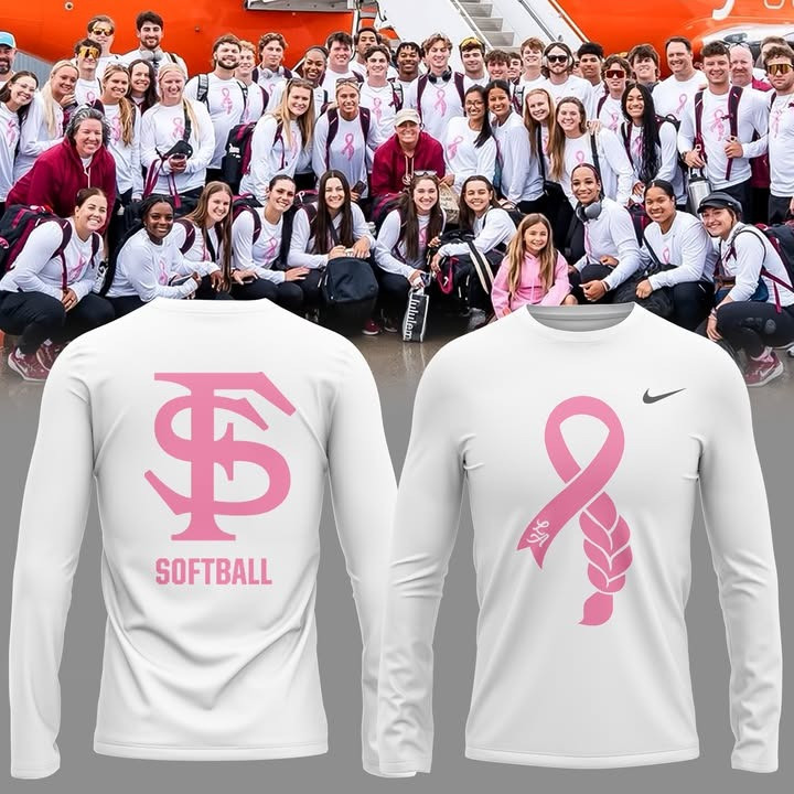Florida State Seminoles Baseball Pink Ribbon Long Sleeve Shirt FSU Apparel Gifts For Her