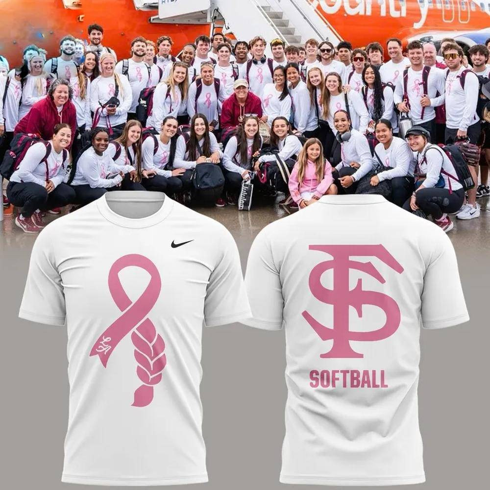 Florida State Seminoles Fighting Breast Cancer T-Shirt Unique Gifts For Softball Fans