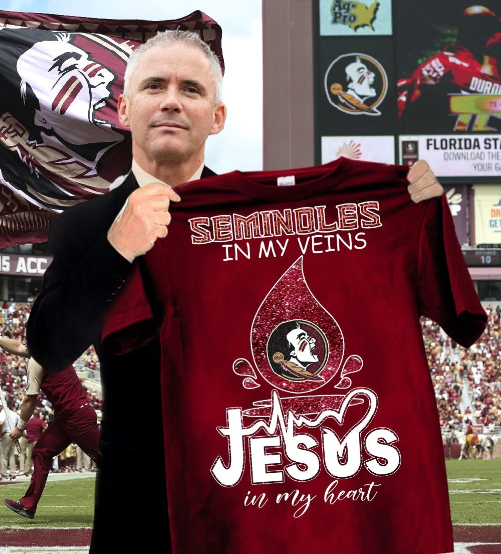 Florida State Seminoles In My Veins Jesus In My Heart T-Shirt Faith Gifts For Football Fans