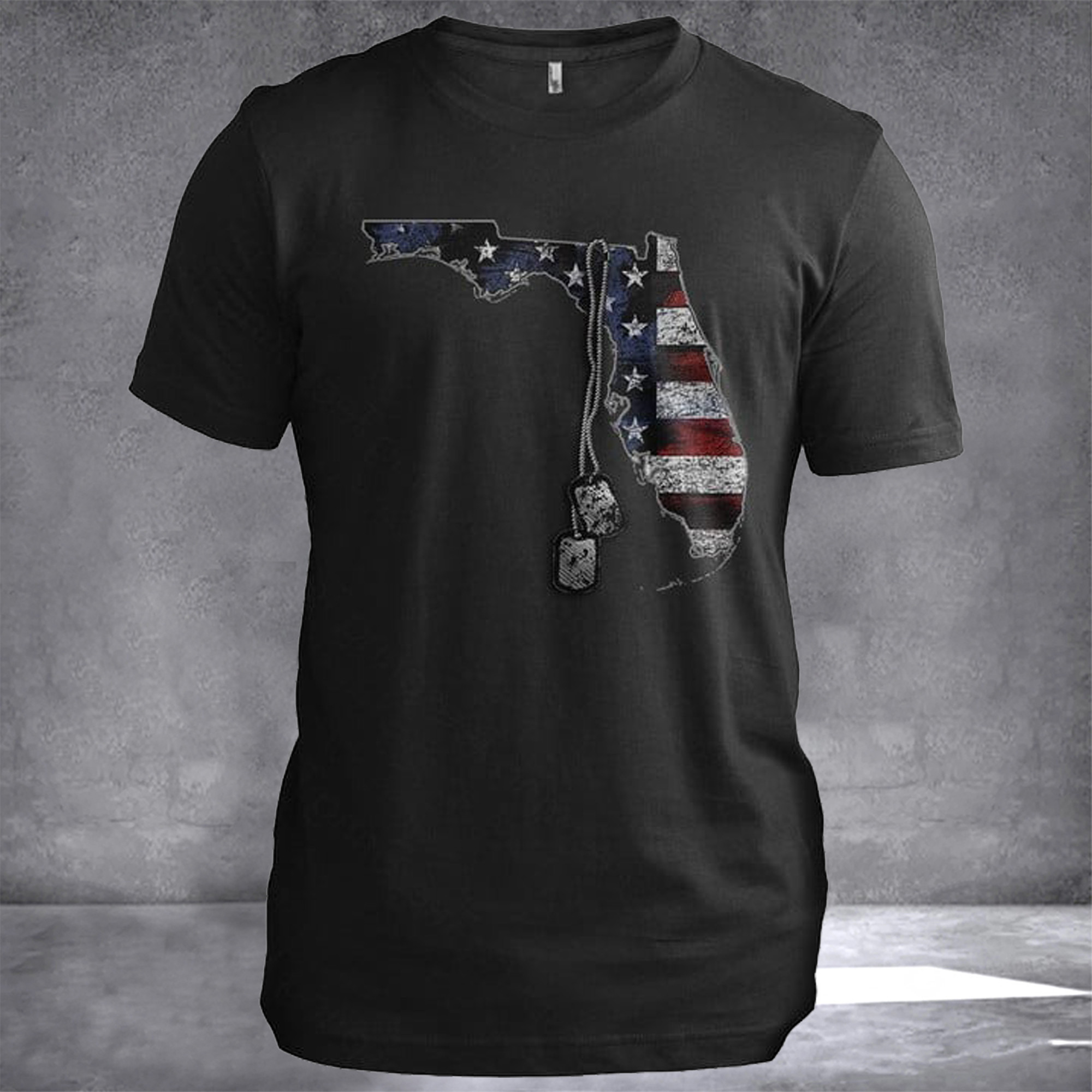 Florida Veteran Dog Tags Florida T-Shirt Mens Patriotic Clothing Veteran's Day Gifts