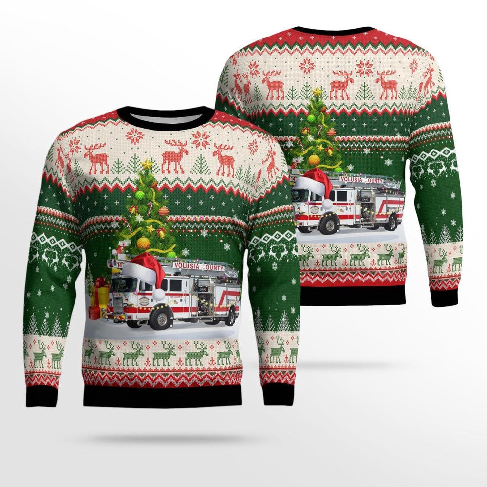 Florida Volusia County Fire Department Christmas Ugly Sweater Xmas Unisex Sweater Christmas Gifts For Men Women
