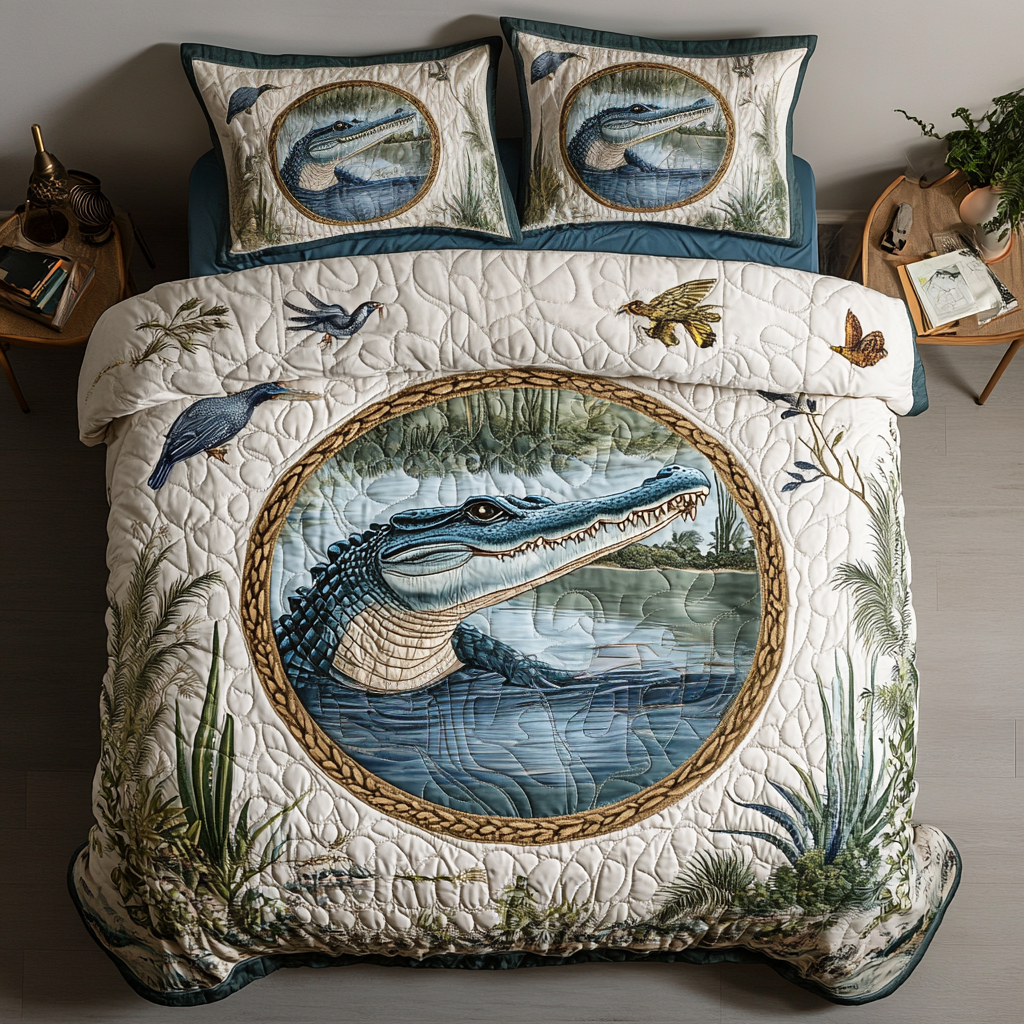 Florida Wild Quilted Bedding Set Cool Bedroom Decor Alligator Gift Shop