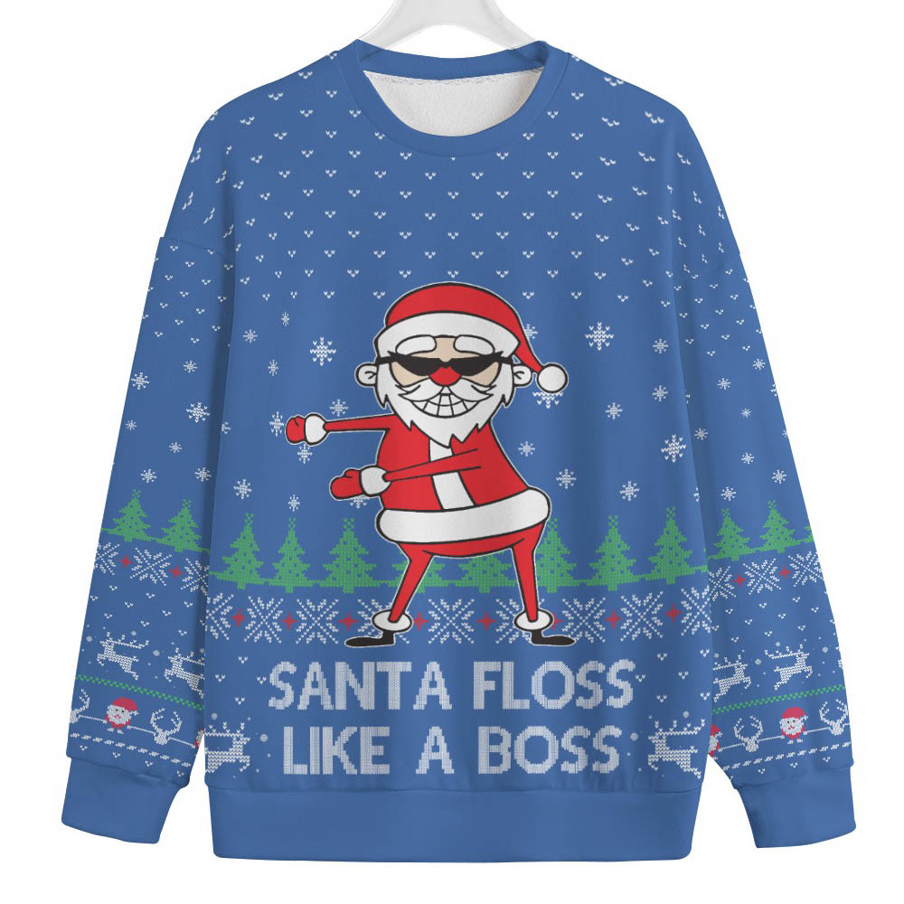 Floss Santa Claus Mens Big And Tall Ugly Christmas Sweater Trendy Christmas Sweater for Winter Outfits