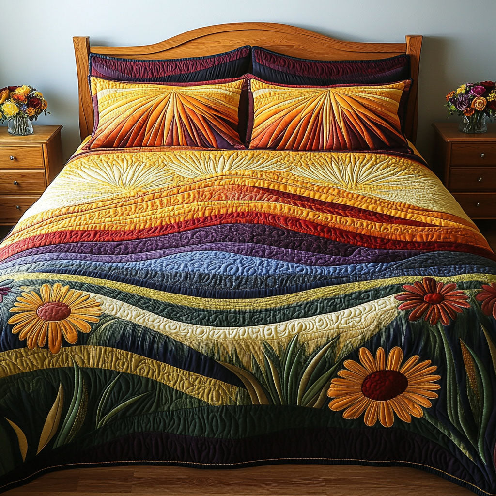 Flourish Fields Quilted Bedding Set Bed Room Decoration Christmas Presents