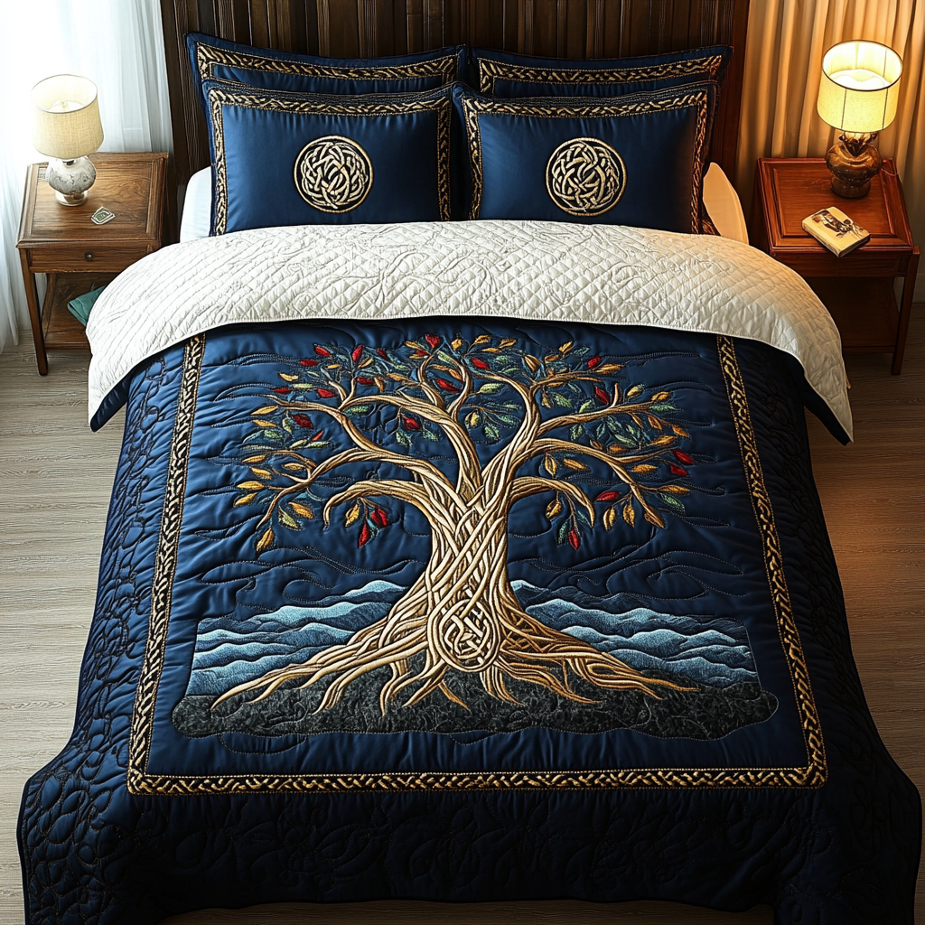 Flourishing Spirit Quilted Bedding Set Luxury Duvet Cover Set for Elegant Bedroom Decor