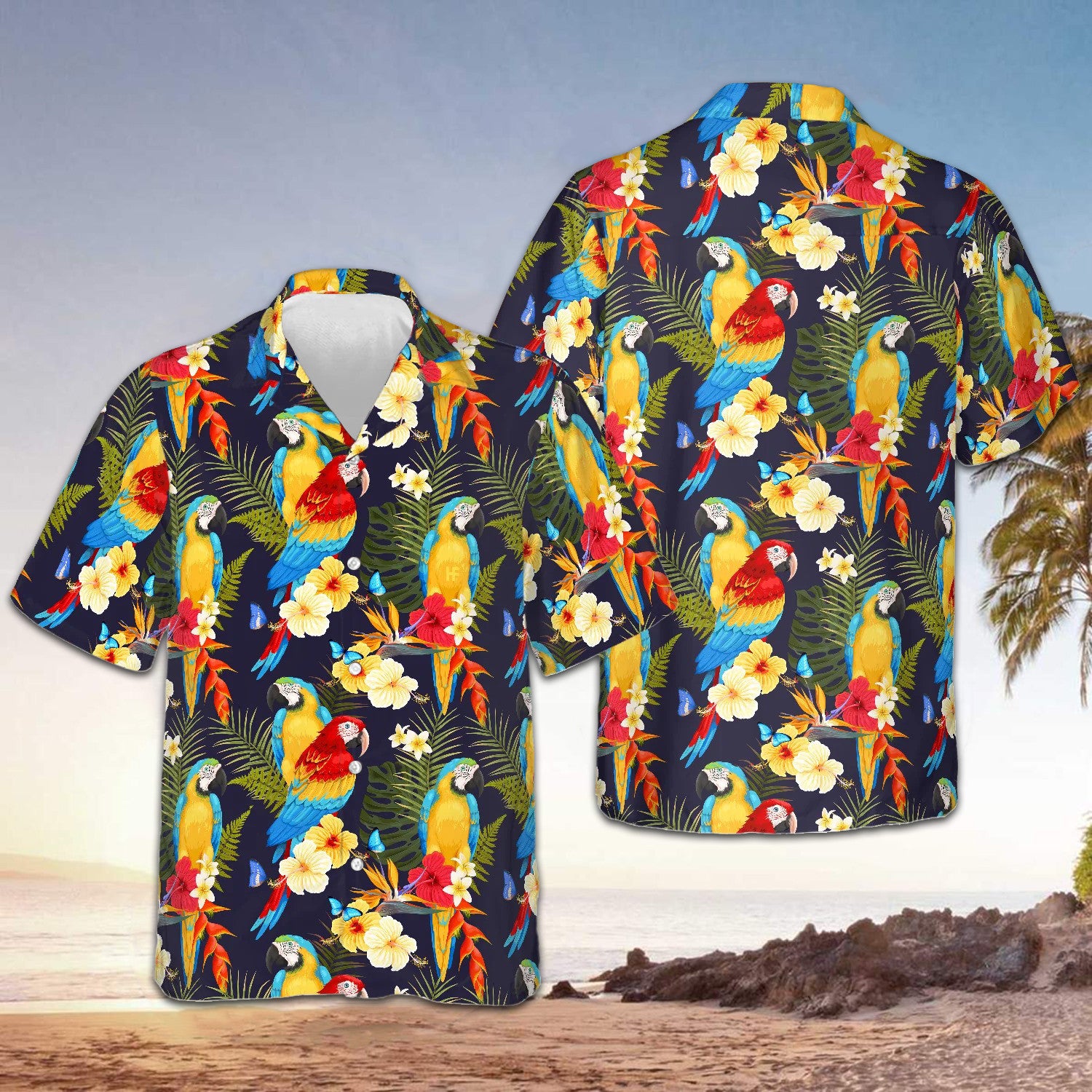 Flower And Parrot Hawaiian Shirt Summer Beach Shirts Gifts For Parrot Lovers