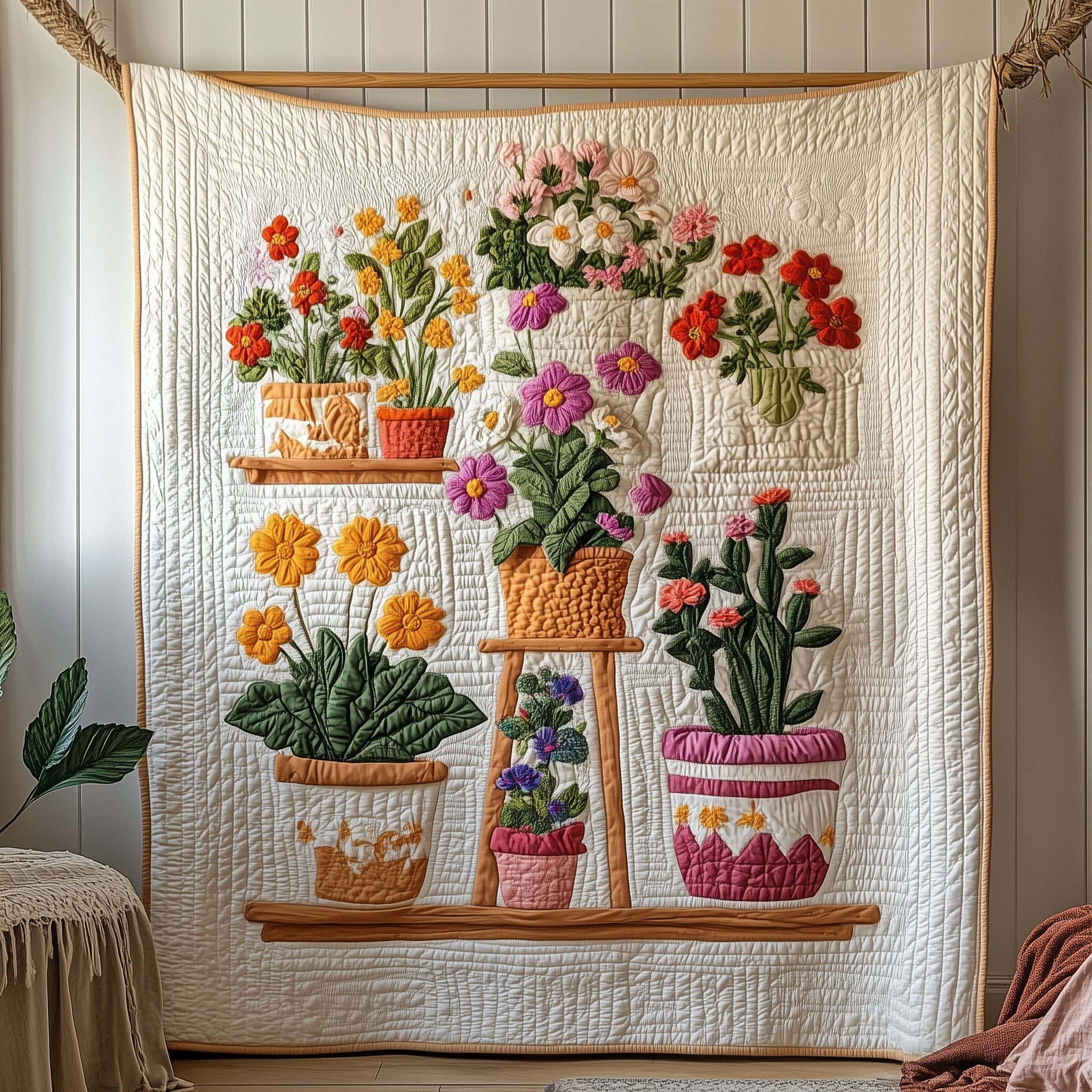 Flower Baskets Quilted Blanket Couch Throw BlanketChristmas Presents For Sister In Law