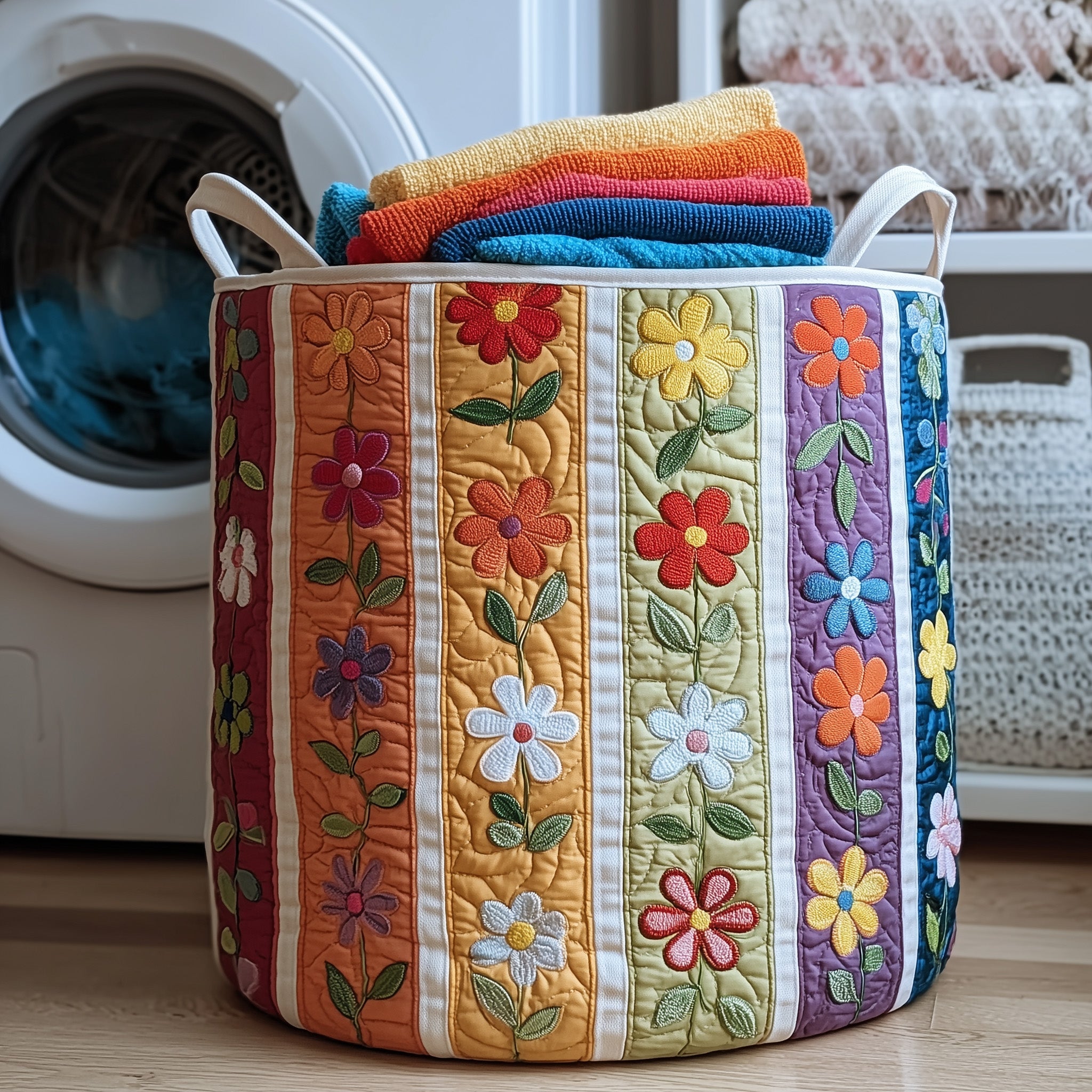 Flower Bliss Quilted Laundry Basket Fall Merch Pick