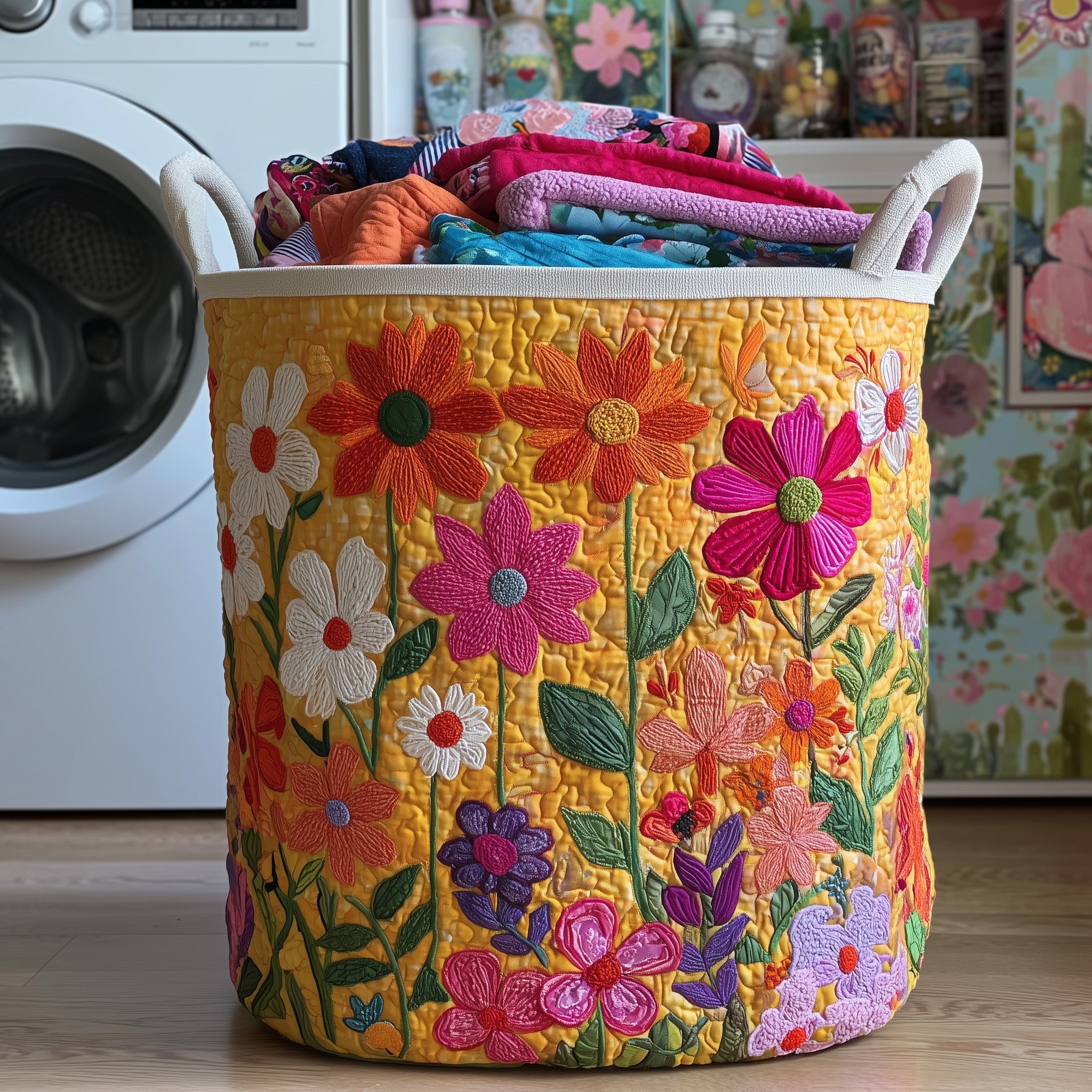 Flower Bliss Quilted Laundry Basket Great Stocking Stuffer
