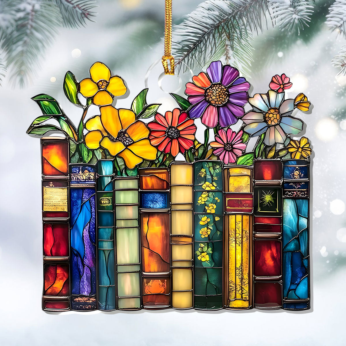 Flower Book Christmas Ornament Bookish Themed Christmas Decor Xmas Gift Ideas