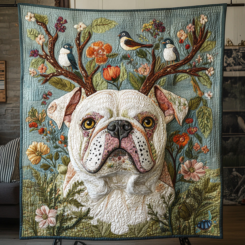Flower Bulldog Cute Holiday Christmas Quilt Blanket Christmas Gifts For Employees