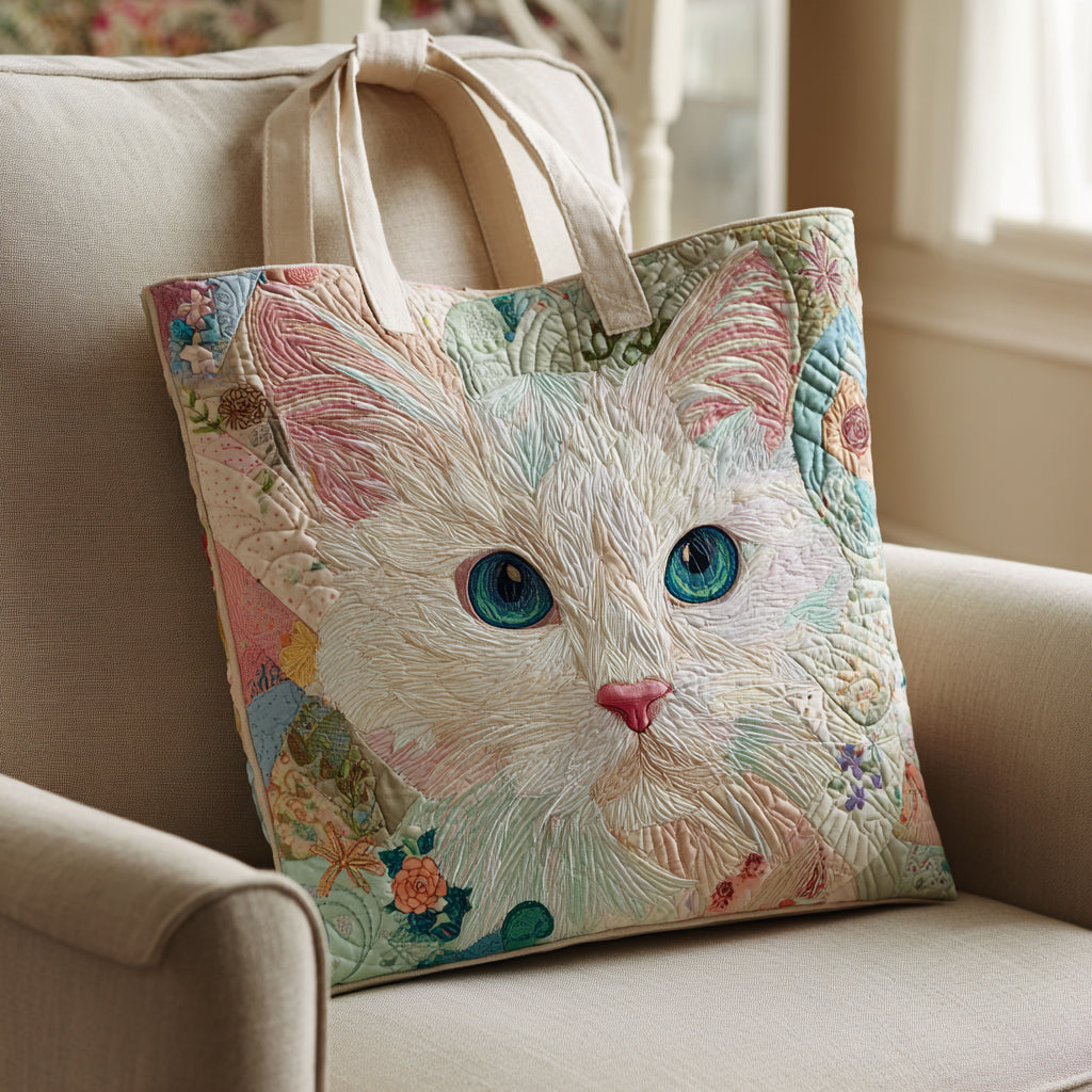 Flower Cat Gaze Quilted Tote Bag Cute Pet Gifts For Cat Owners