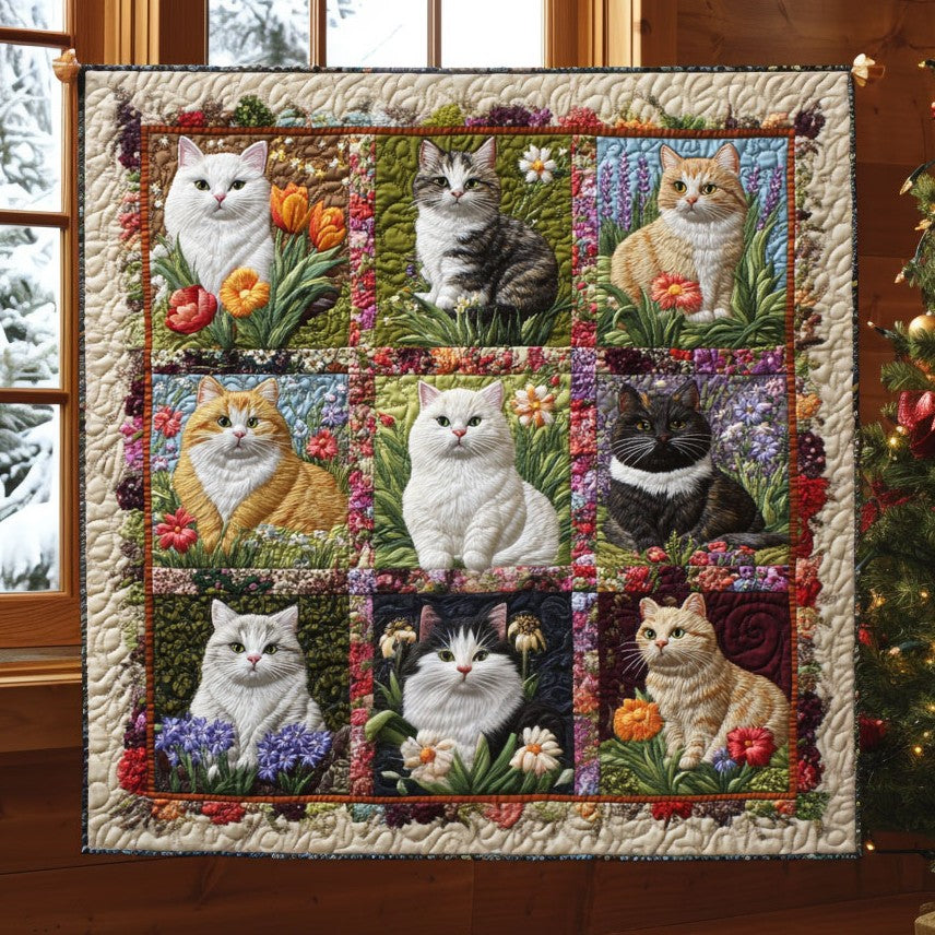 Flower Cat Quilt Blanket Sofa Throws Awesome Gifts For Cat Lovers