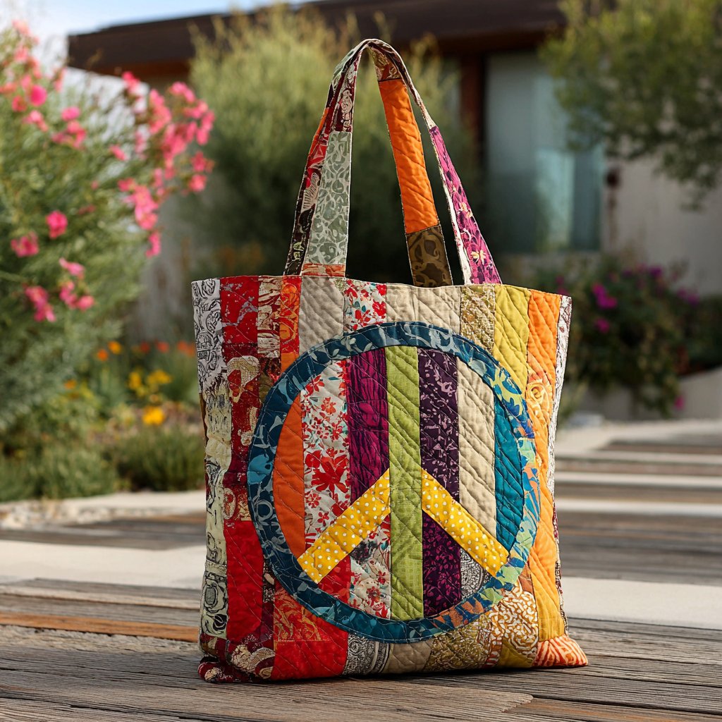 Flower Child Circle Quilted Tote Bag Gifts For The Hippie In Your Life