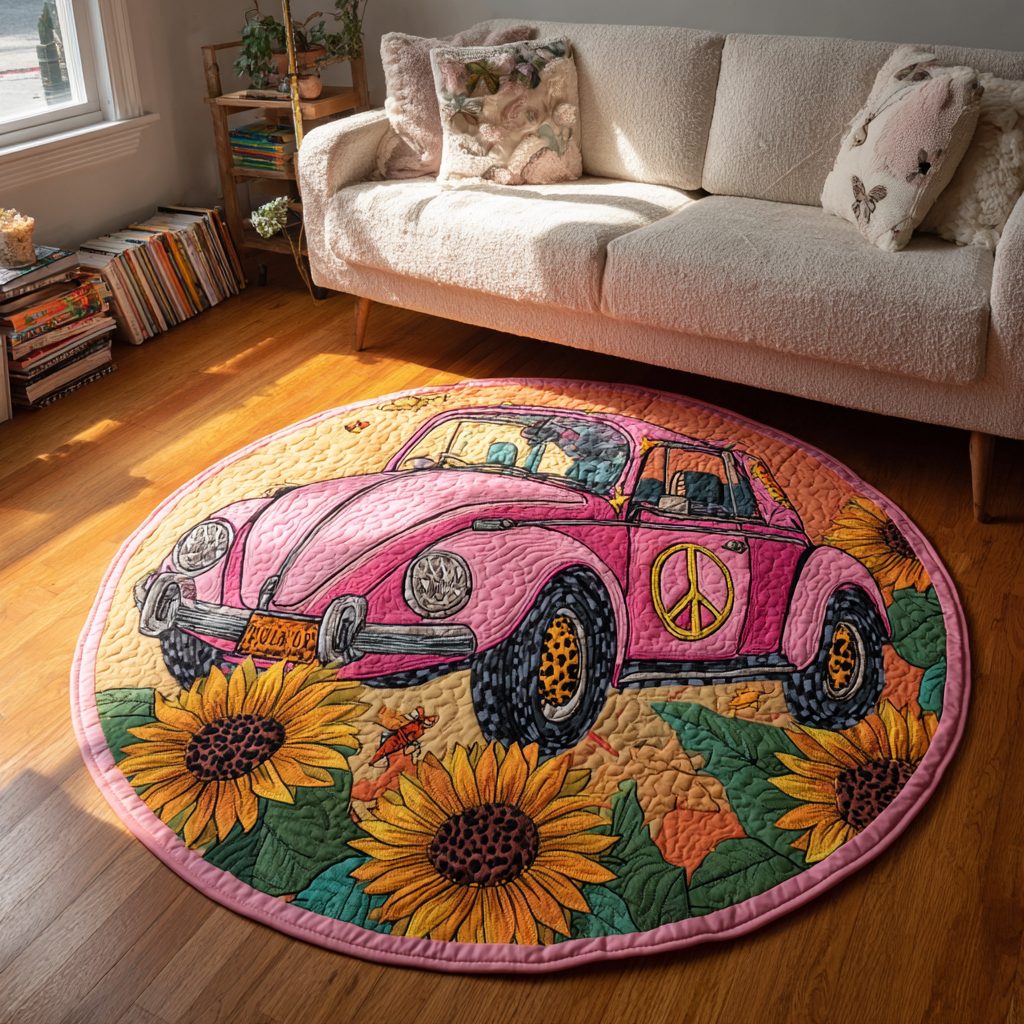 Flower Drive Quilted Round Mat Entry Way Ideas Gifts For Retired Farmers