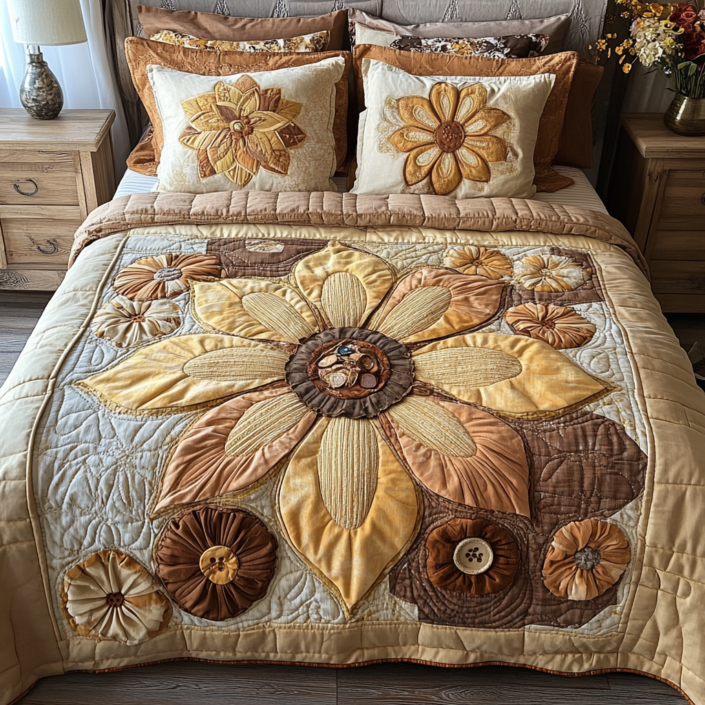 Flower Love Quilted Bedding Set Luxury Bed Sheet Gift Set for Ultimate Comfort