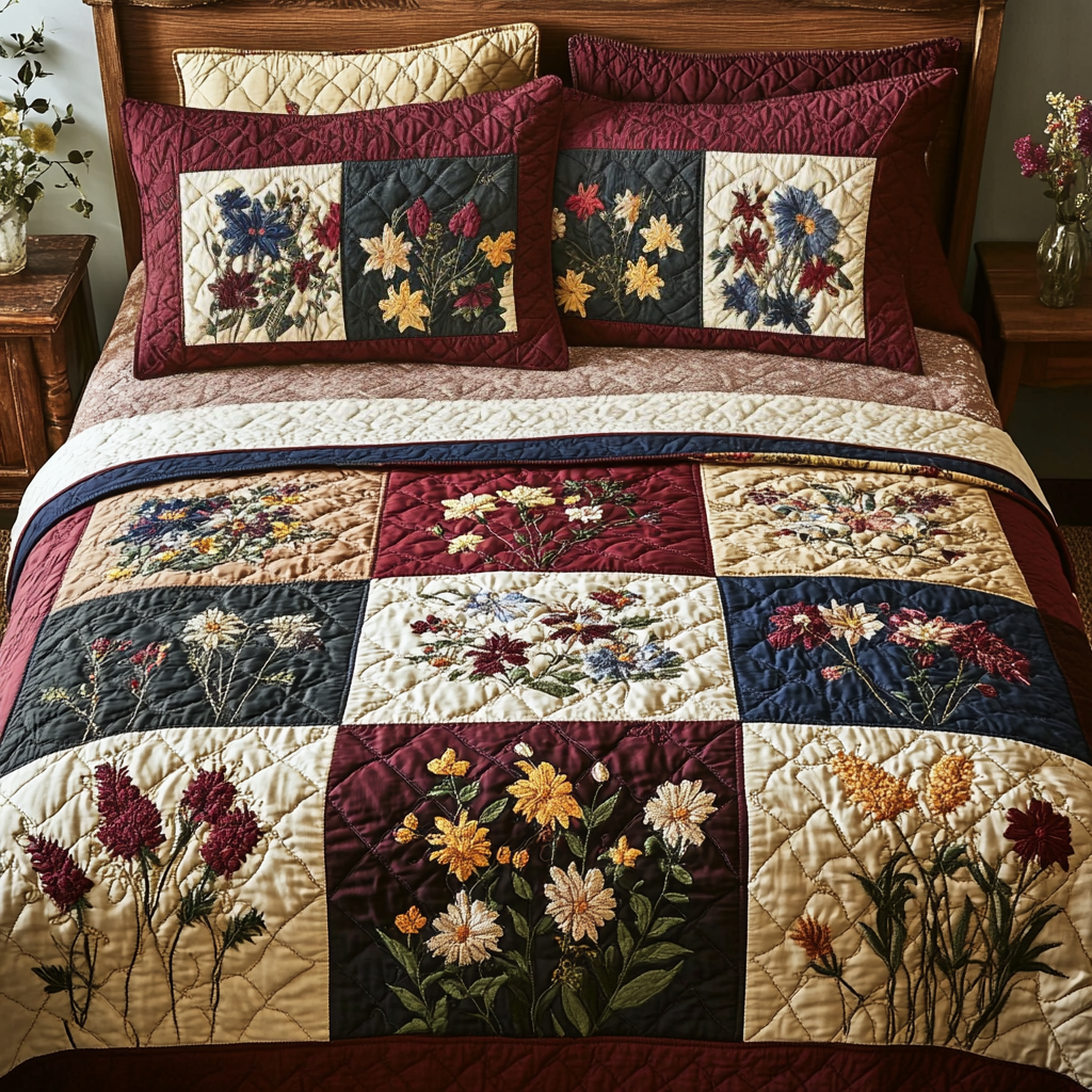 Flower Magic Quilted Bedding Set Bedroom Decor Ideas Presents For Flower Lovers