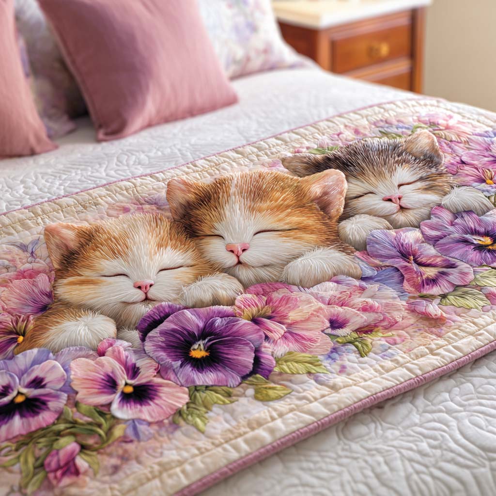 Flower Naps Quilted Bed Runner Bedroom Decor Ideas Cat Present Ideas Xmas