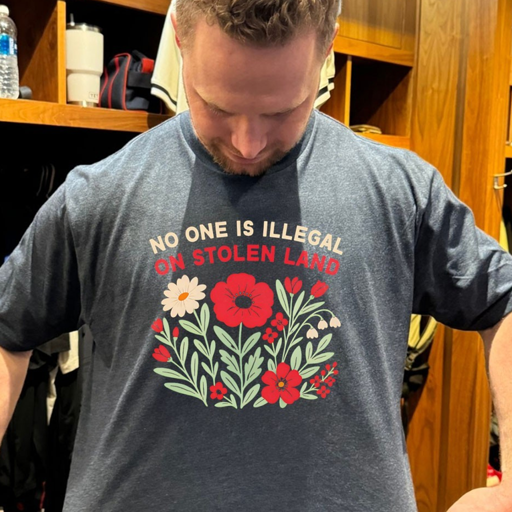 Flower No One Is Illegal On Stolen Land Shirt Human Rights T-Shirt Gifts For Him