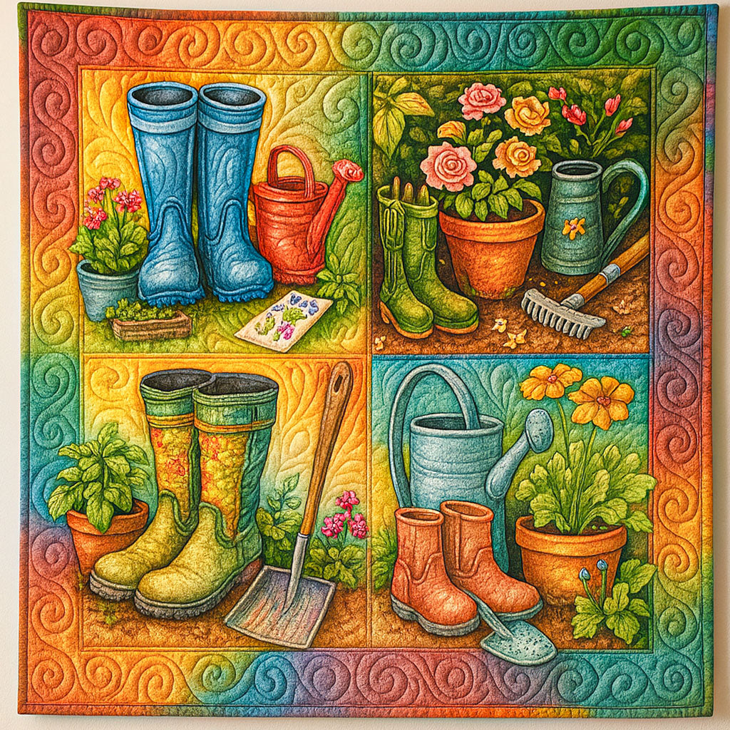 Flower Pots Quilted Blanket Best Couch Throw Blanket Gift Ideas For Farmers