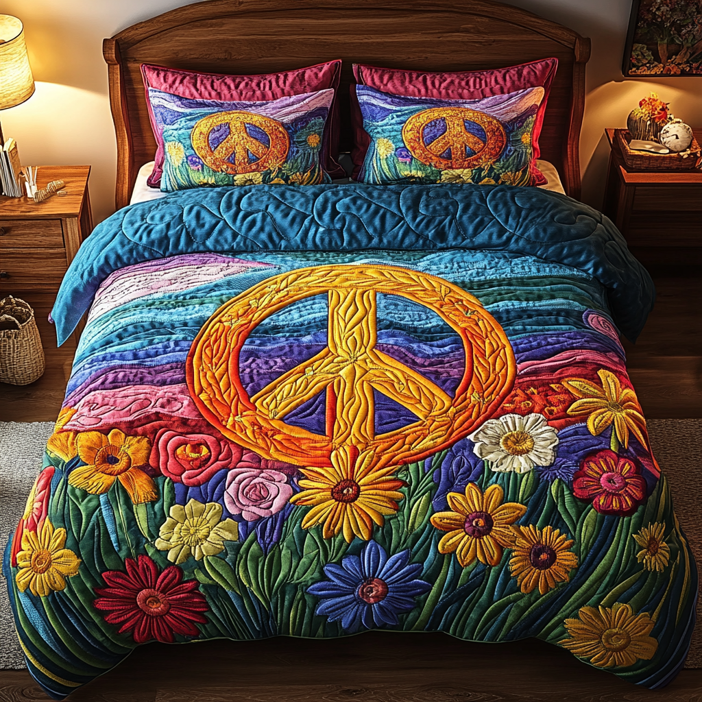 Flower Power Quilted Bedding Set Home Comfort Bedding Set That Everyone Will Love