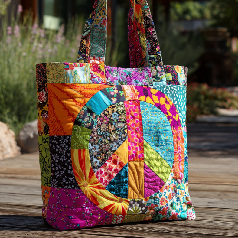 Flower Power Vibes Quilted Tote Bag Christmas Ideas For Hippies