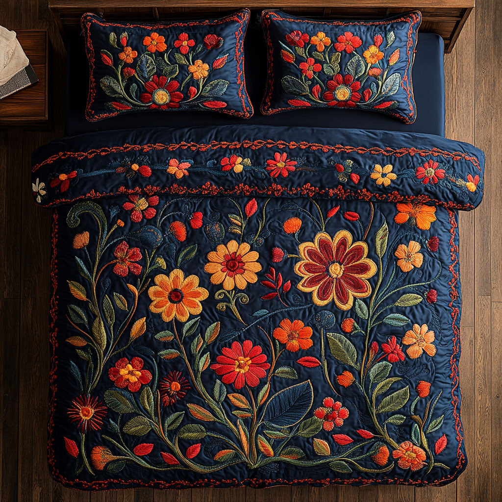 Flower Quilt Bedding Set Twin Comforter Sets Bright Holiday Gift for Teens