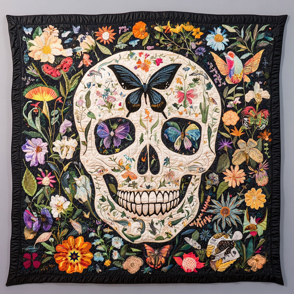 Flower Skull Christmas Quilt Blanket Best Christmas Gifts For Women 2024