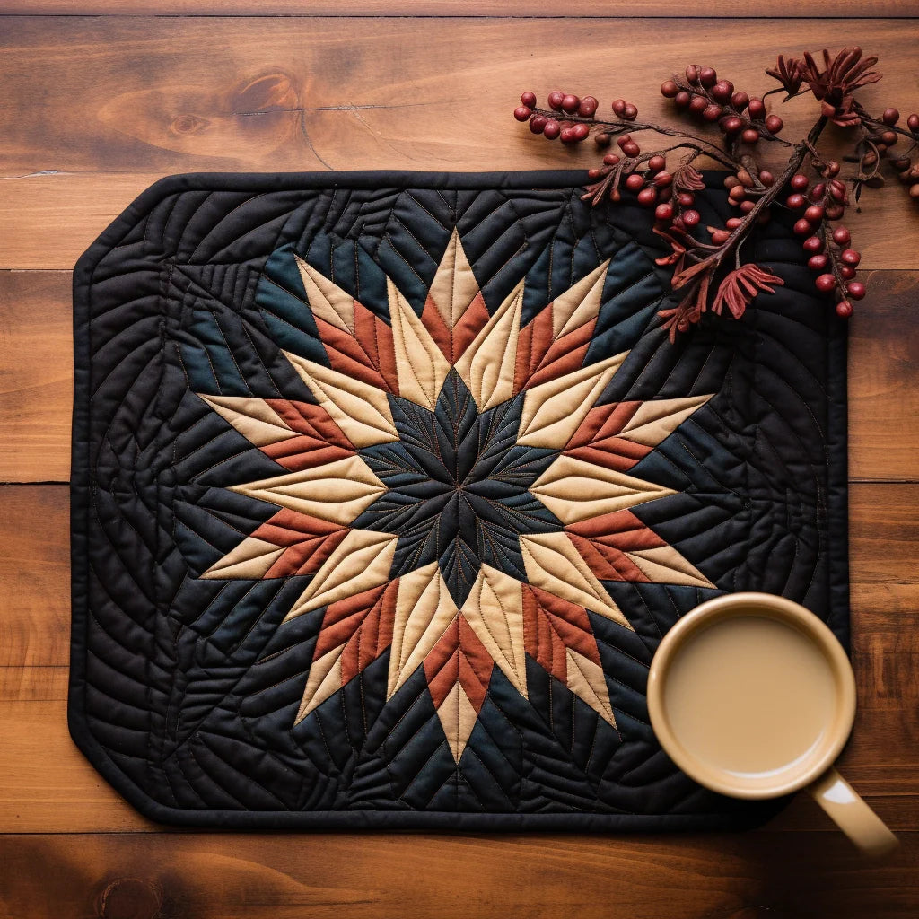 Flower Star Quilted Placemat Holiday Placemats Great Father's Day Gifts