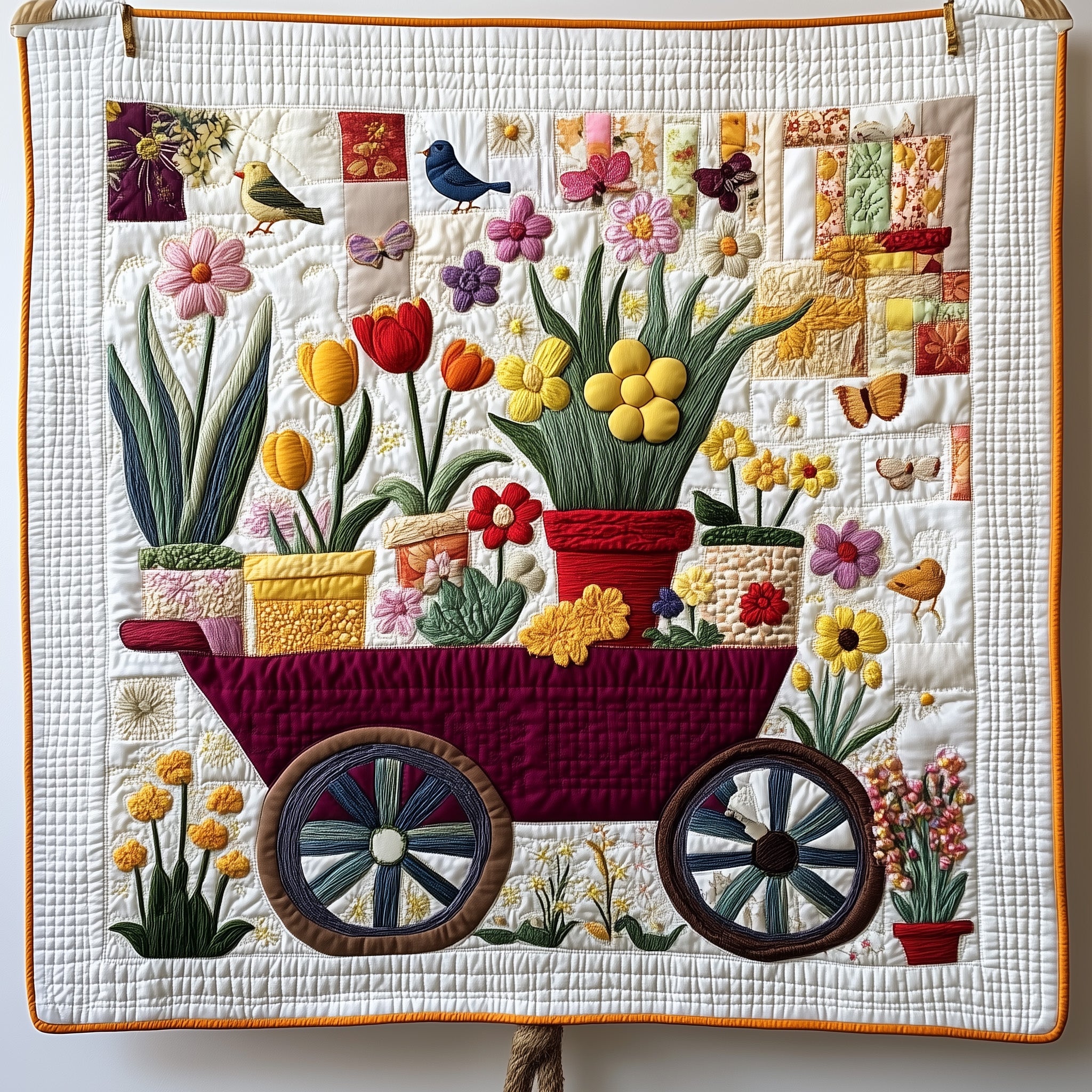 Flower Wheelbarrow Quilted Blanket Couch Throw BlanketGardening Gifts For Men