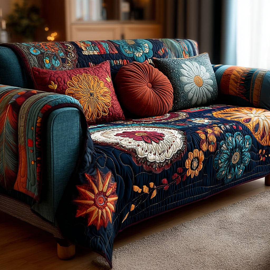 Flowerchild Muse Quilted Sofa Cover Home Decor Gifts For Hippie Women