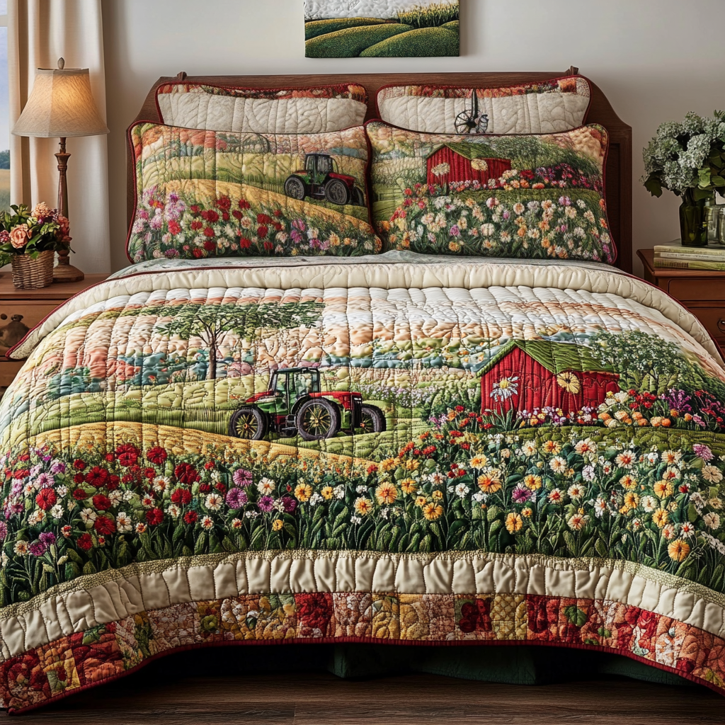 Flowered Harvest Quilted Bedding Set Cute Room Decor Things To Get For Christmas