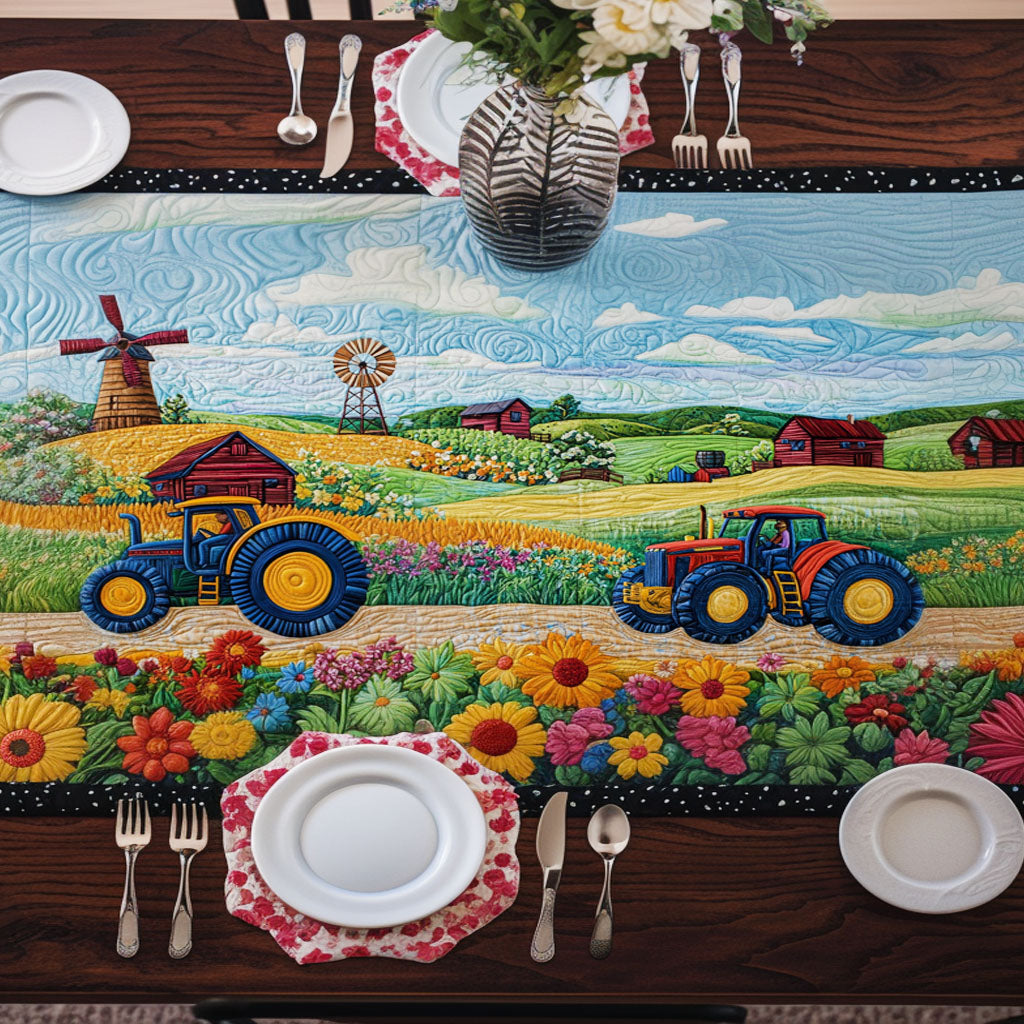 Flowered Road Quilted Table Runner Kitchen Table Decor Ideas Tractor Gifts For Dad