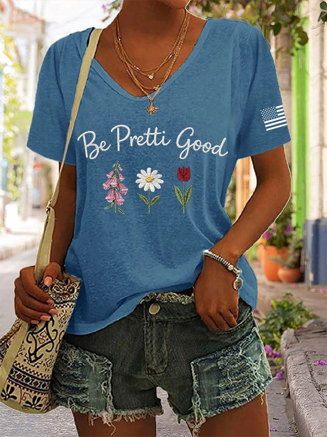 Flowers Be Pretti Good V-Neck T-Shirt I Stand With Minnesota Shirt Minnesota Strong Merch Flowers Be Pretti Good V-Neck T-Shirt I Stand With Minnesota Shirt Minnesota Strong Merch