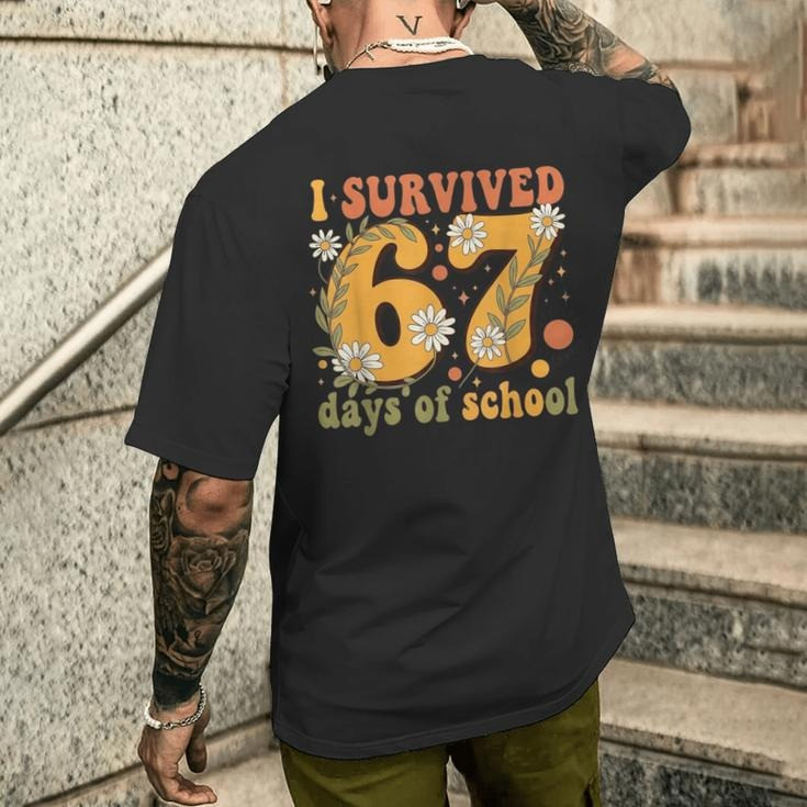 Flowers I Survived 67 Days Of School T-Shirt Six Seven Clothes Humor Gifts For Teens