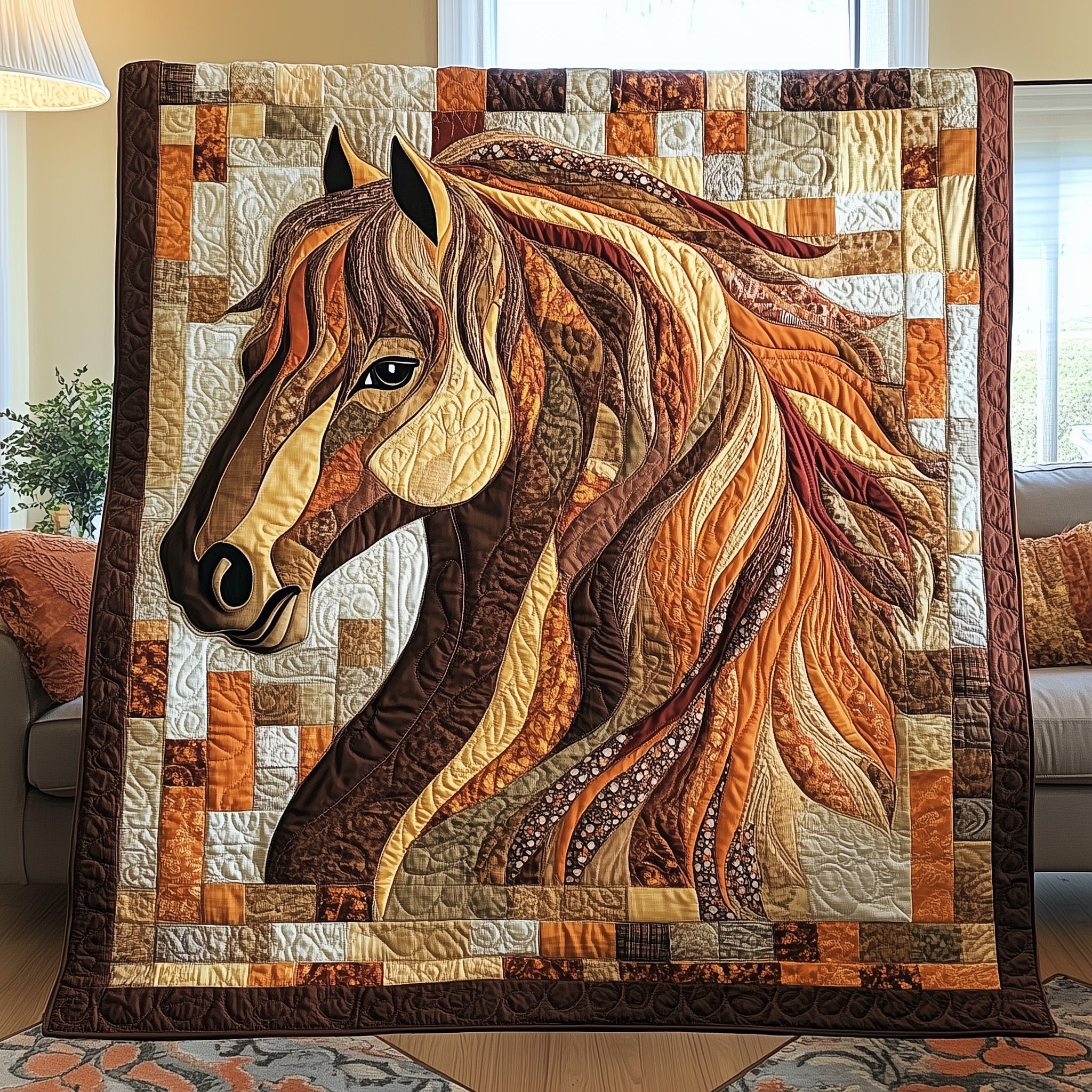 Flowing Mane Elegance Quilted Blanket Couch Throw BlanketPresents For Horse Owners