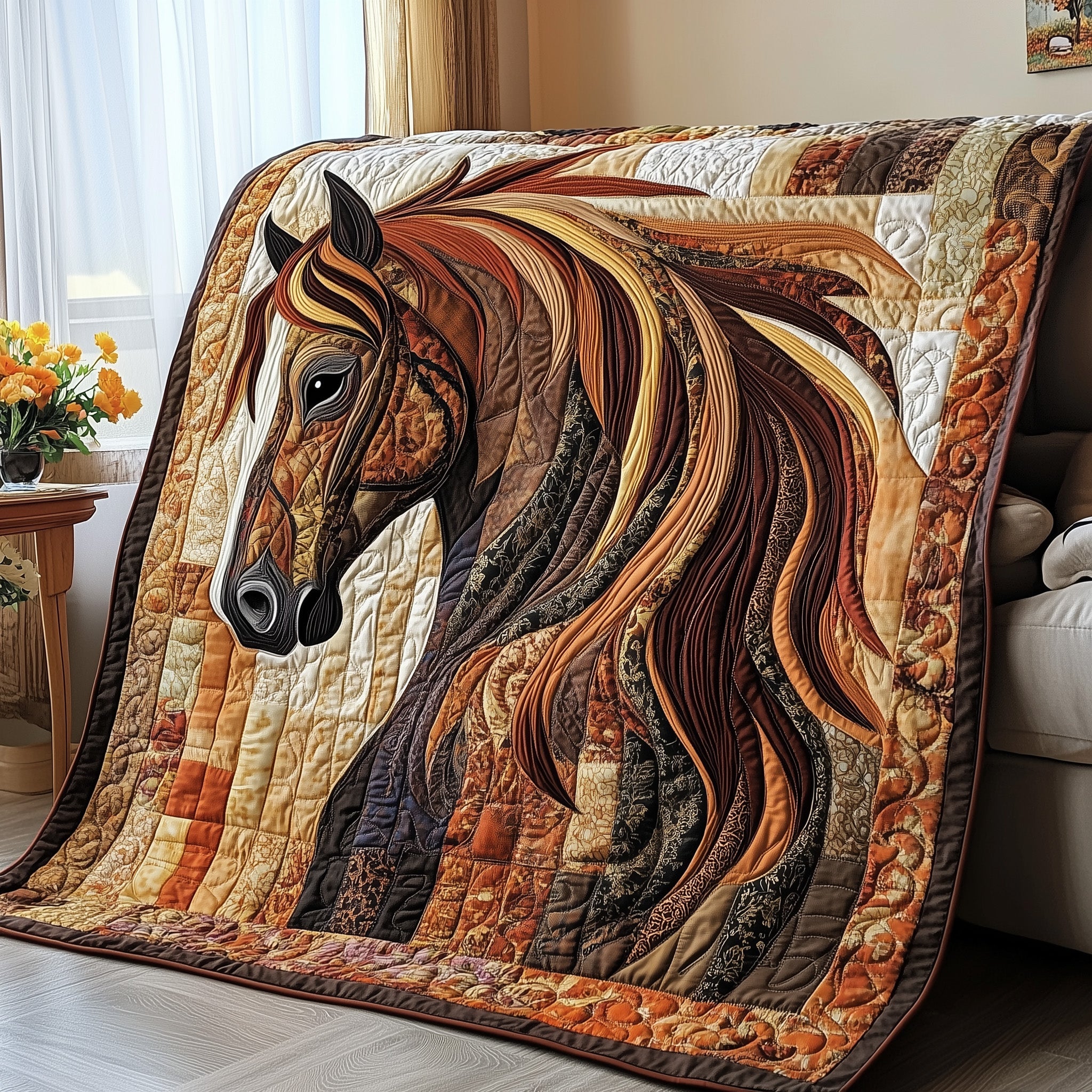 Flowing Mane Elegance Quilted Blanket Couch Throw BlanketUseful Gifts For Horse Owners