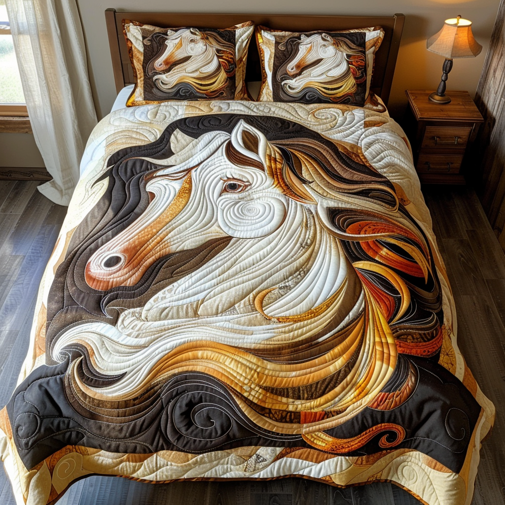 Flowing Mane Horse Quilted Blanket Gift For Horse Owner