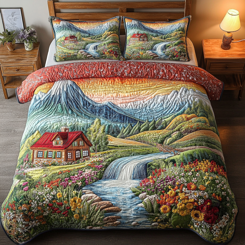 Flowing Rivers Quilted Bedding Set Ultra-Soft Bedding Set for a Hotel-Like Experience