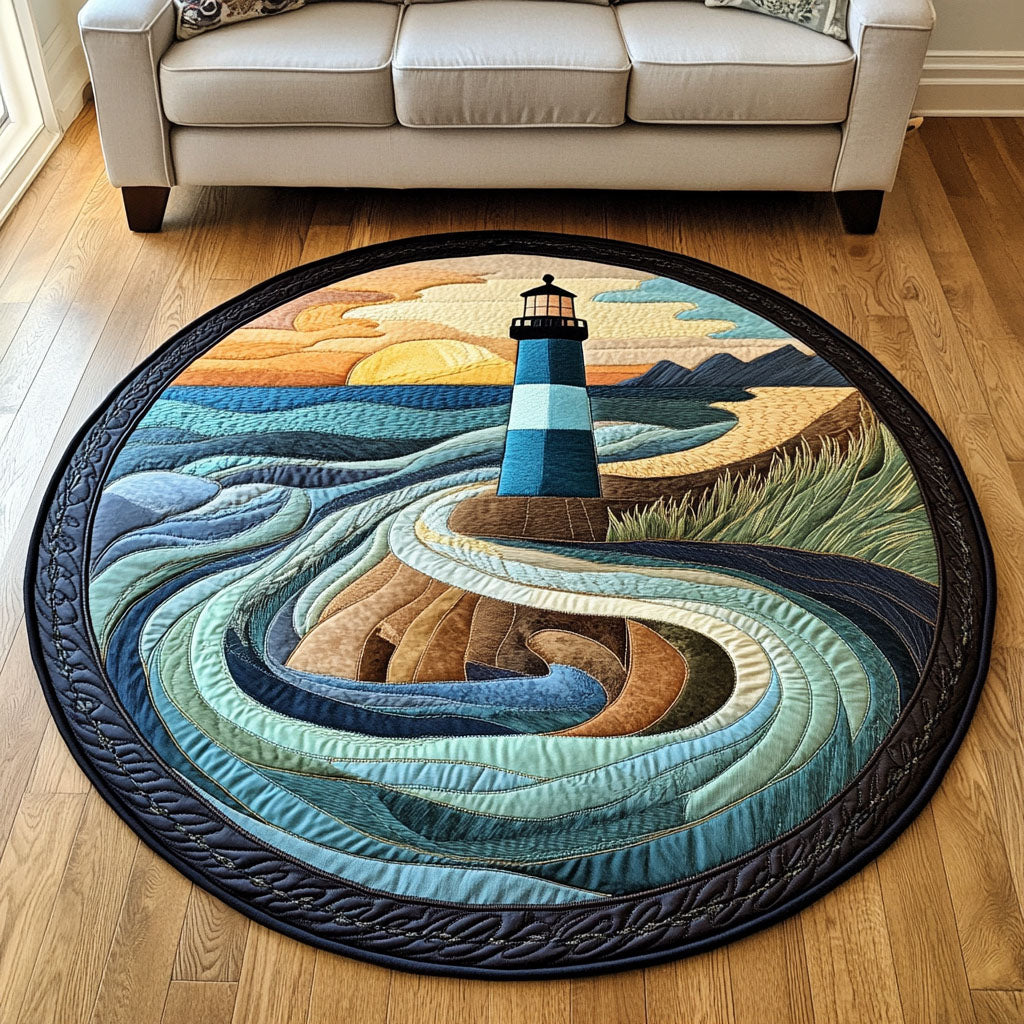 Flowing Tides Quilted Round Mat Entryway Decor Lighthouse Christmas Gifts