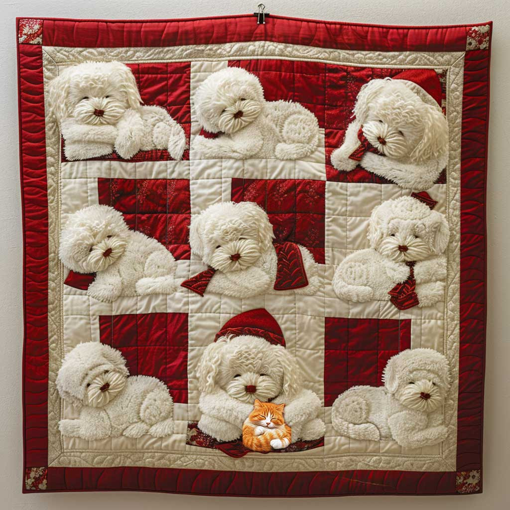 Fluffy Bichon Frise Comfort Quilt Blanket Couch Blanket Gift For Daughter In Law On Mother'S Day