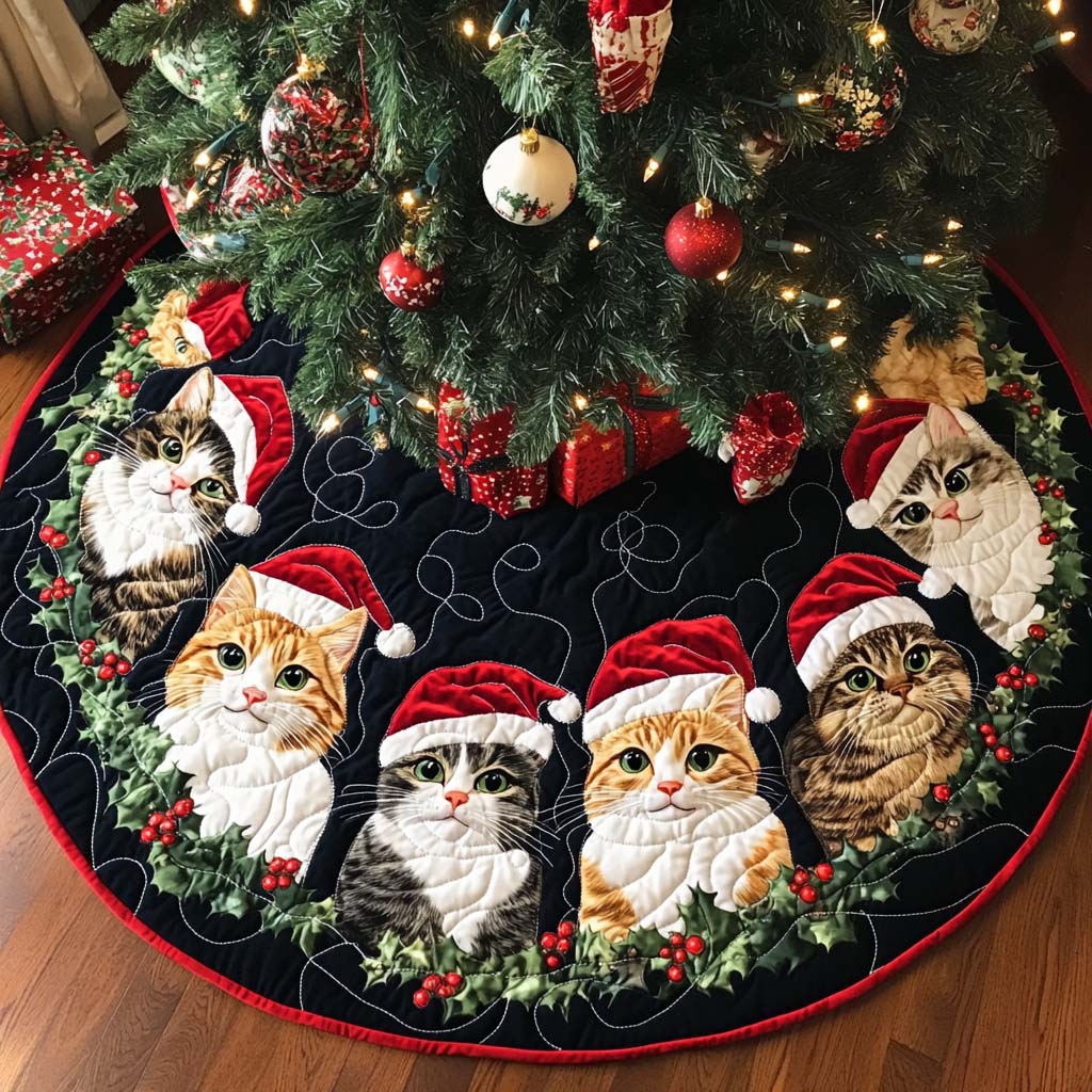 Fluffy Christmas Christmas Quilted Tree Skirt Thoughtful Holiday Decor Gift Featuring Quilted Tree Skirt