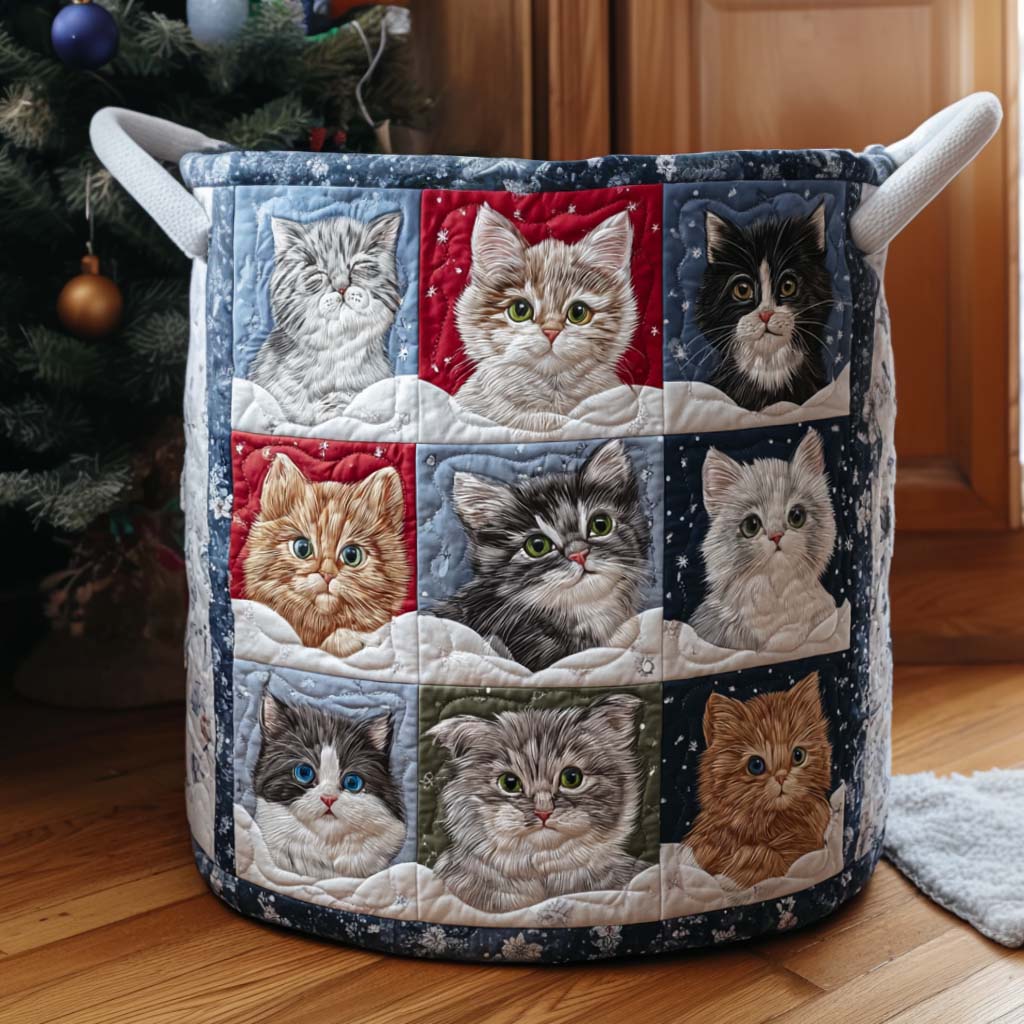 Fluffy Christmas Quilted Laundry Basket Useful Quilted Laundry Basket Gift for Housewarming