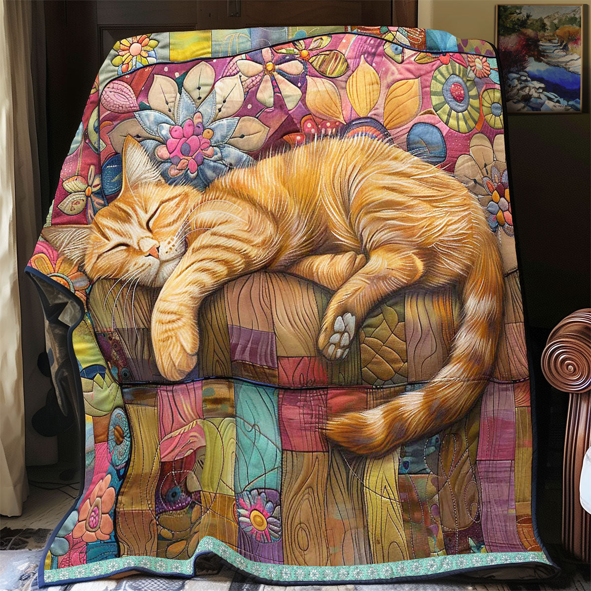 Fluffy Dreaming Cat Quilt Blanket Queen Size Blanket Gifts For People Who Love Cats